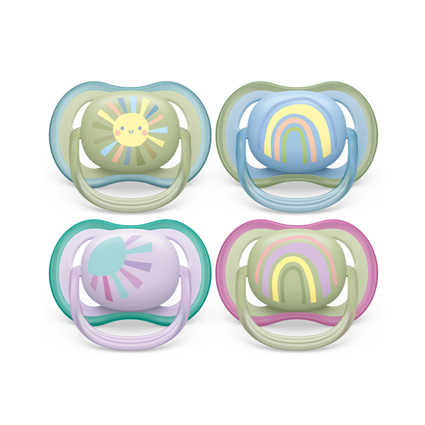 Lot de 2 sucettes silicone Ultra Air 0-6M (modèles aléatoires) 