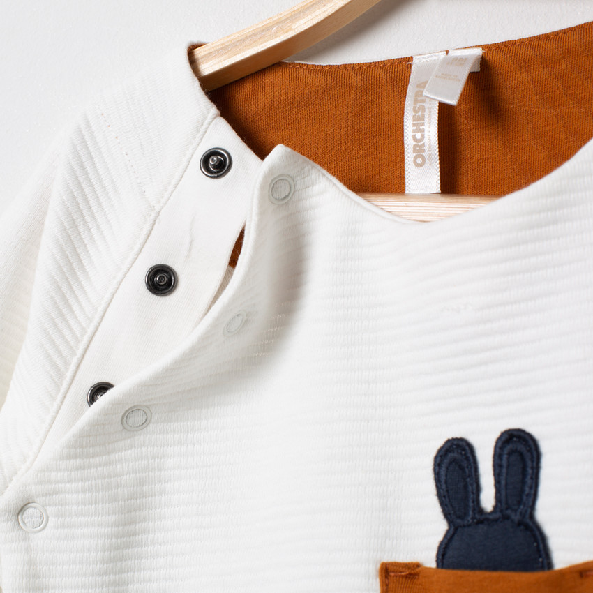 Jogging maille fantaisie motif lapin et poche 