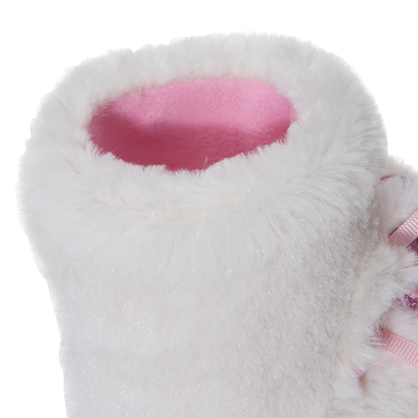 Ψηλά παντοφλάκια από συνθετική γούνα με κέντημα 