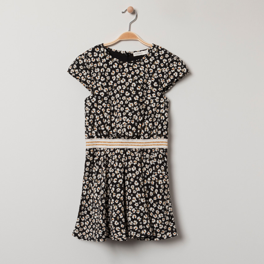 Robe manches courtes à fleurs all-over et touches de doré  Additional Robe manches courtes à fleurs all-over et touches de doré