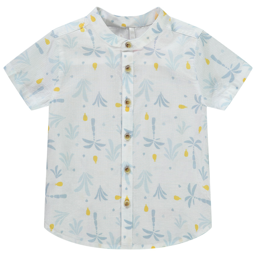 Πουκάμισο κοντομάνικο με arty print και γιακά mao για bebe αγόρι 