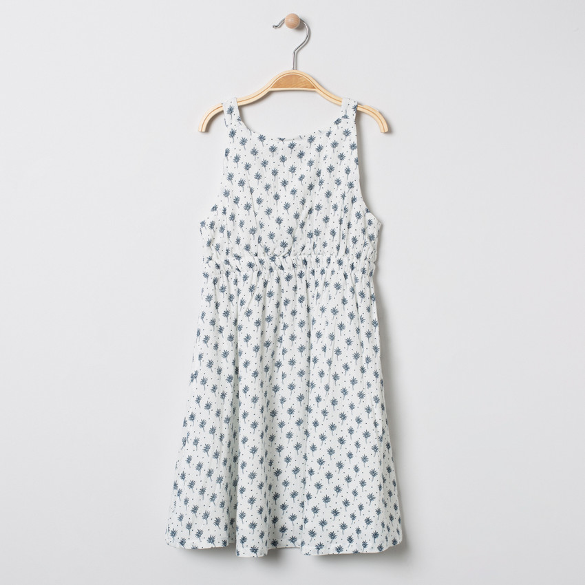 Φόρεμα εμπριμέ με τιράντες - Εκρού 