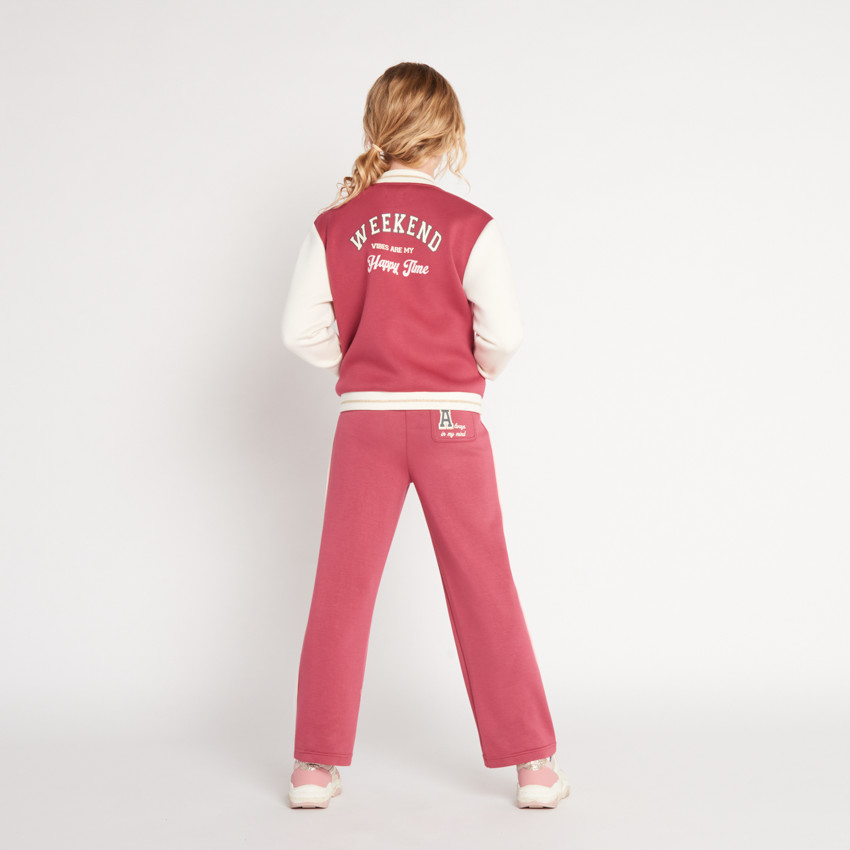 Jogging large en molleton avec bandes latérales pour fille 