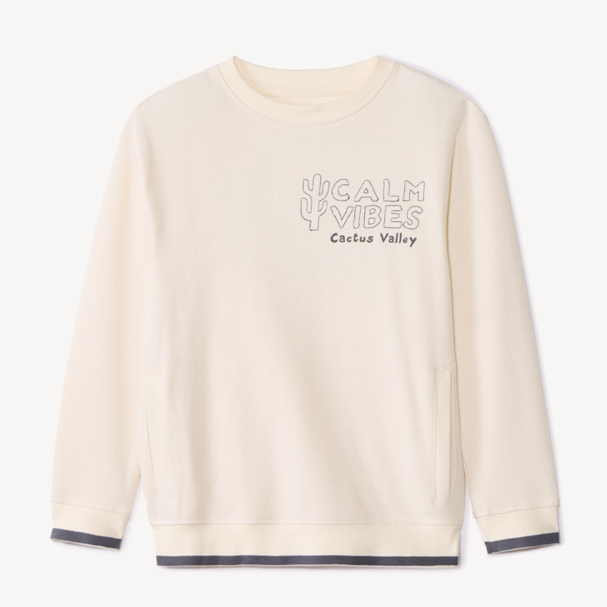 Φούτερ με τσέπες από interlock με τύπωμα κάκτου για αγόρι 