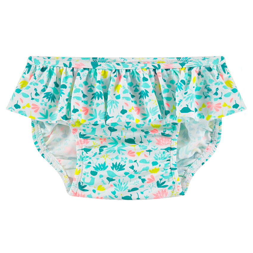 Μαγιό-βρακάκι με βολάν και μοτίβο σε όλη την επιφάνεια 