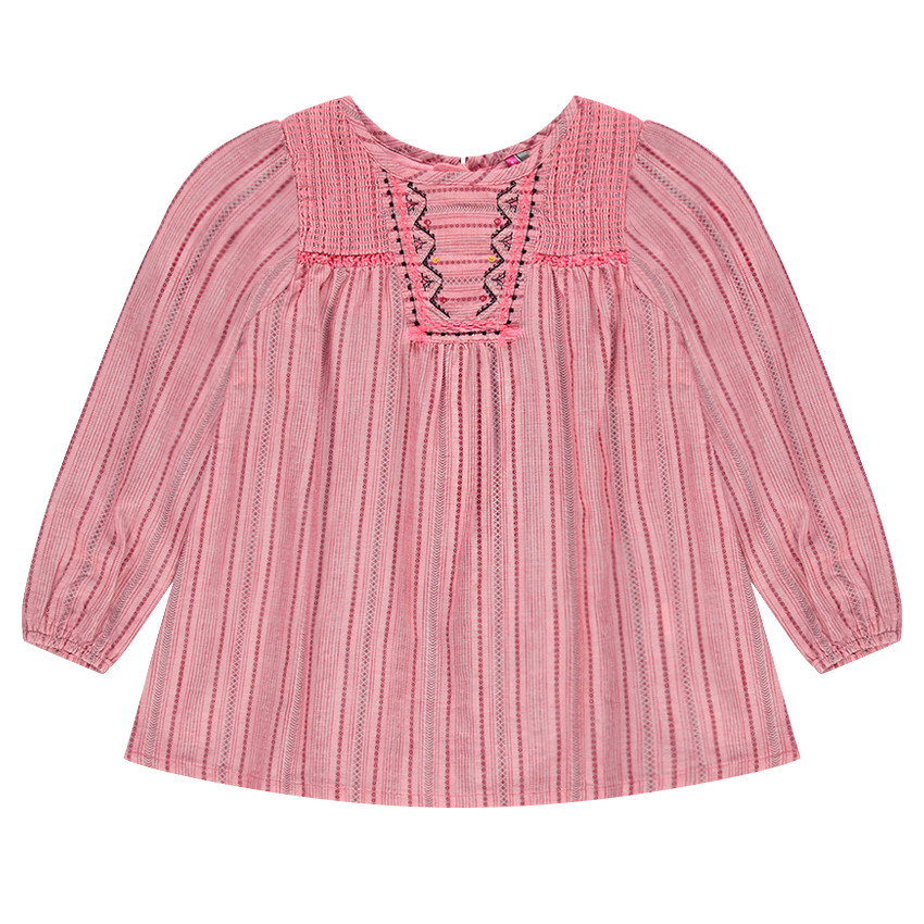 Τουνίκ με μανίκια 3/4 από βουάλ βαμβακερό ύφασμα με κεντήματα στο στήθος 