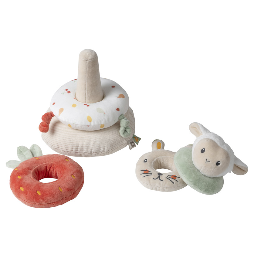 Παιχνίδι δραστηριοτήτων από ύφασμα La Vie à la Ferme για στοίβαξη 5 κομματιών από την Prémaman από τη γέννηση 