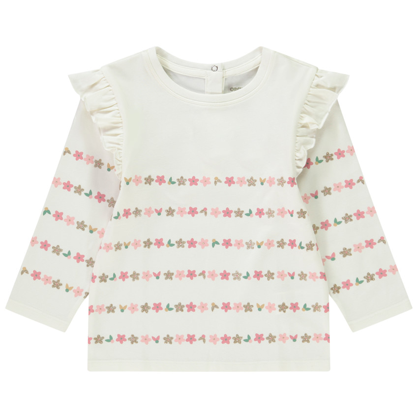 Φανταστική ριγέ πλεκτή μπλούζα με βολάν για μωρό κορίτσι 