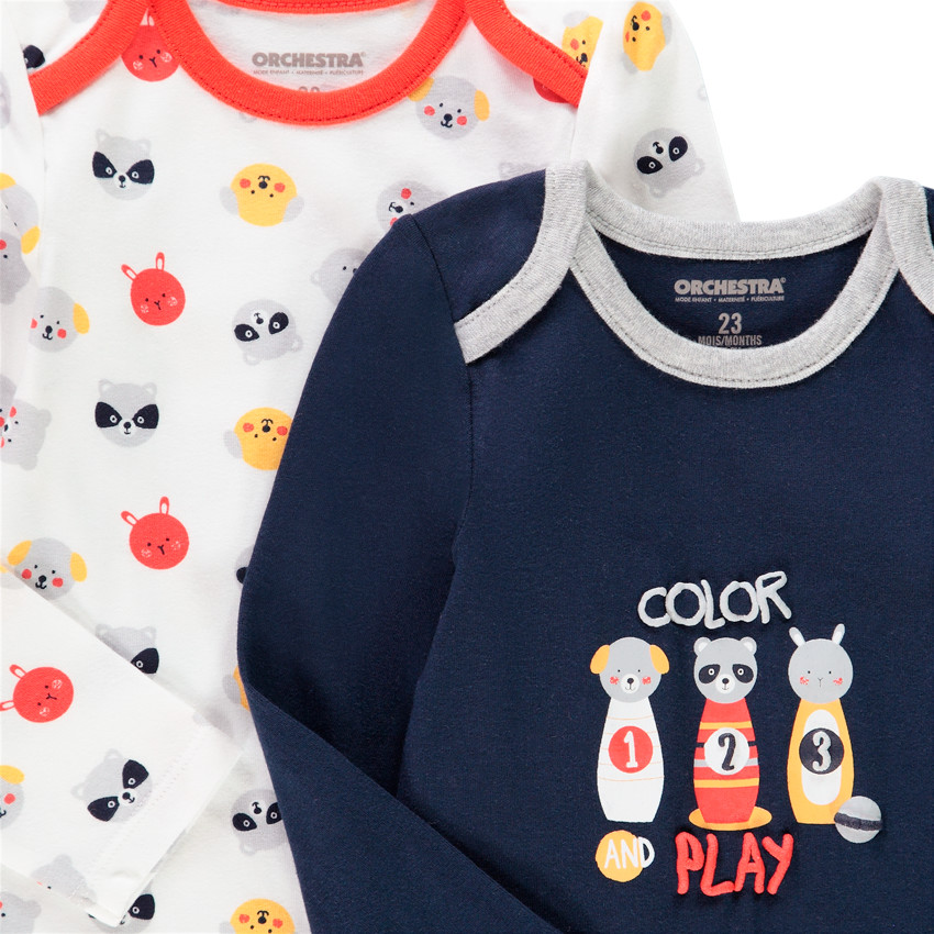 Σετ από 5 bodies μακρυμάνικα με οργανικό βαμβάκι για bebe αγόρι 