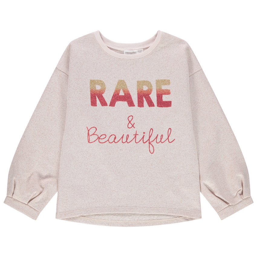 Φούτερ από φανέλα μελανζέ με μεταλλιζέ ίνες και φράσεις με παγιέτες 