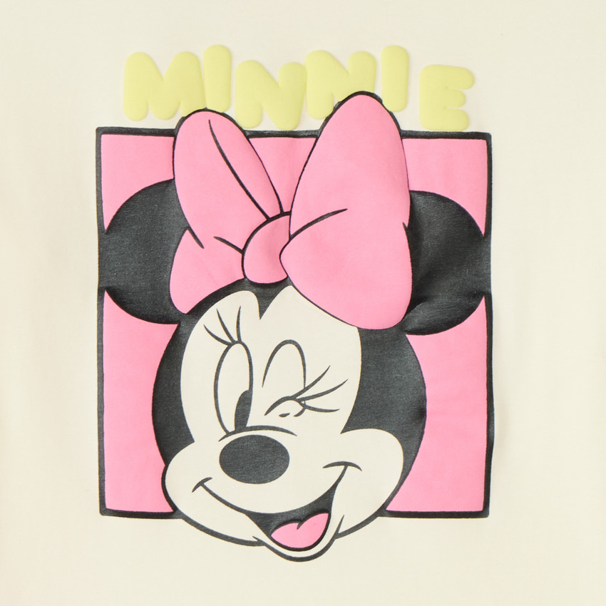 T-shirt à manches longues avec imprimé placé Minnie Disney pour fille 