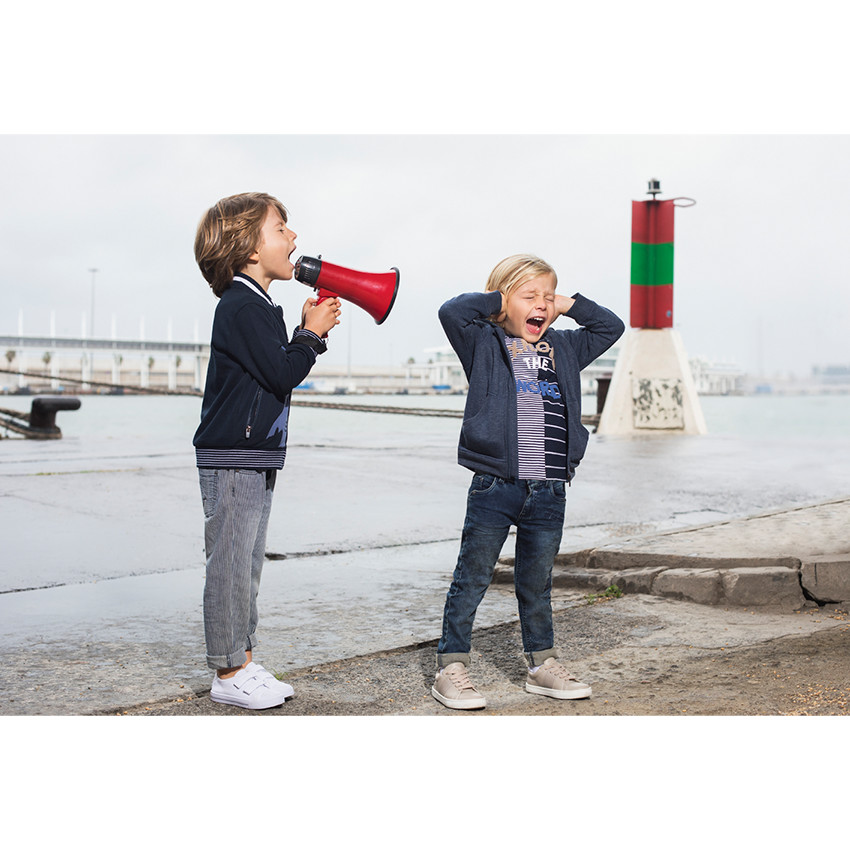 Μακρυμάνικη μπλούζα με ρίγες και πετσετέ γράμματα 