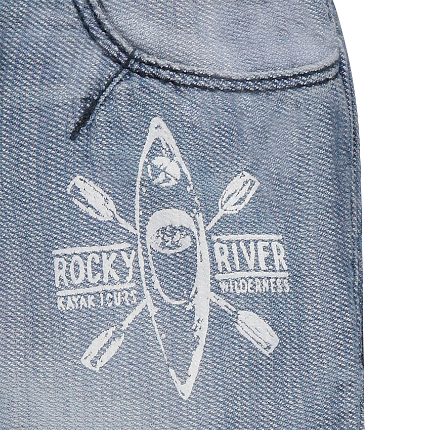 Τζιν βερμούδα με used όψη και στάμπα καγιάκ 