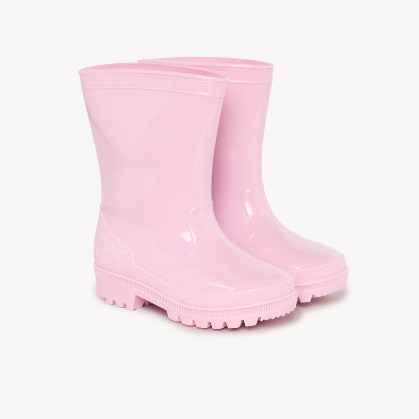 Bottes de pluie vernies unies rose pour bébé fille  