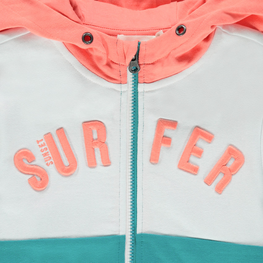 Ζακέτα τρίχρωμη molleton με κουκούλα  