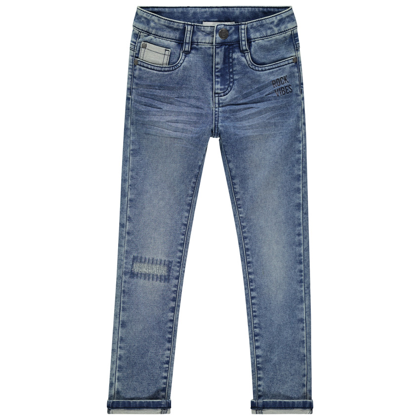 Jean effet  used à détails contrastés et usure fantaisie  Additional Jean effet  used à détails contrastés et usure fantaisie