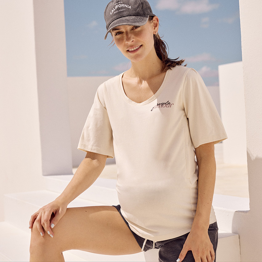 Κοντομάνικο μπλουζάκι θηλασμού με print 