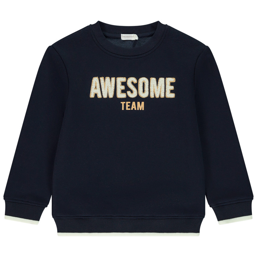 Φούτερ από φλις και βελουτέ + κέντημα για αγόρι 