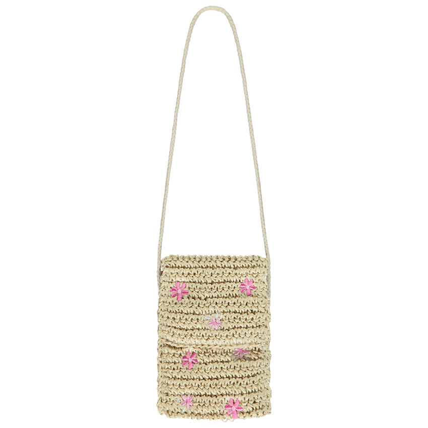 Sac bandoulière papier avec fleurs en crochet fille 