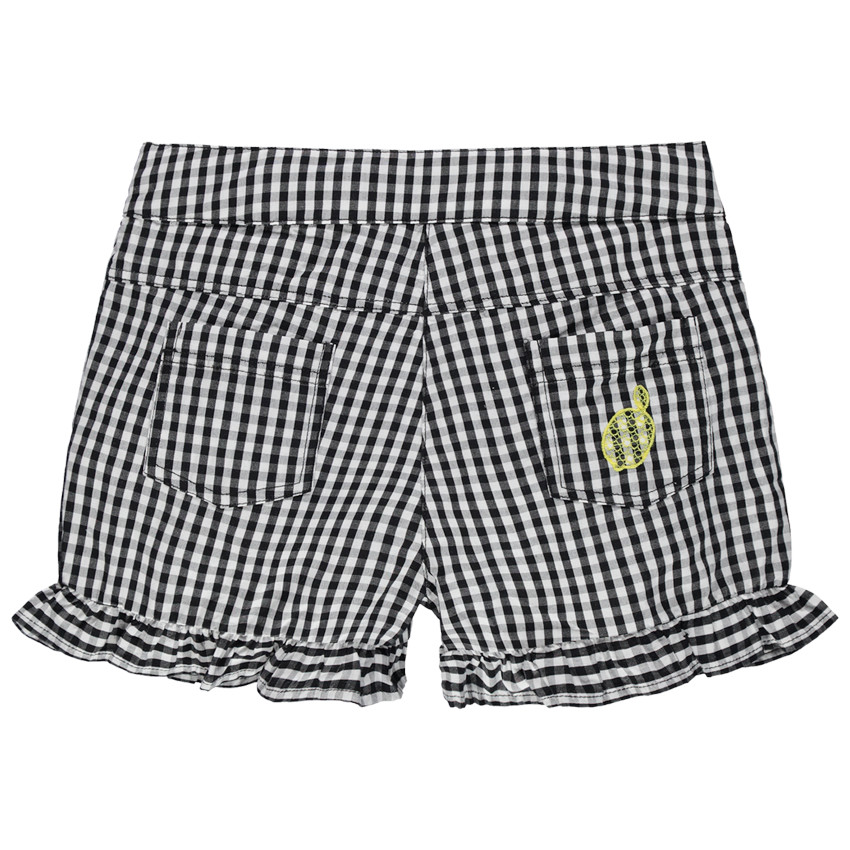 Σόρτς καρώ με βολάν και κέντημα κερασάκια 