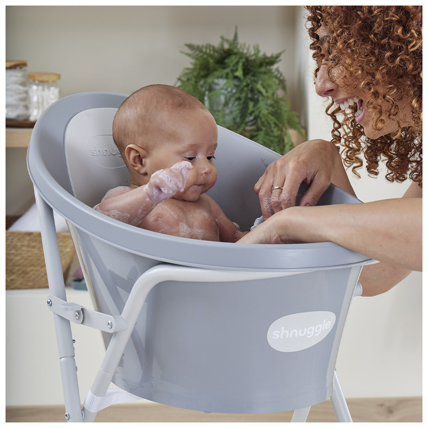 Baignoire Shnuggle nouveau nés 0-12m - Blanc/Gris 