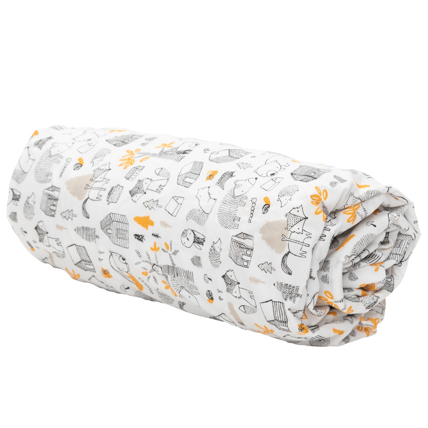 Σεντόνι με λάστιχο Nos petits amis από βαμβακερή popeline με ζωάκια 60x120 cm 