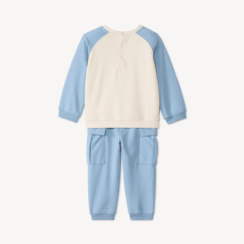 Σετ φούτερ πλεκτό molleton και παντελόνι jogging cargo για μωρό αγόρι 