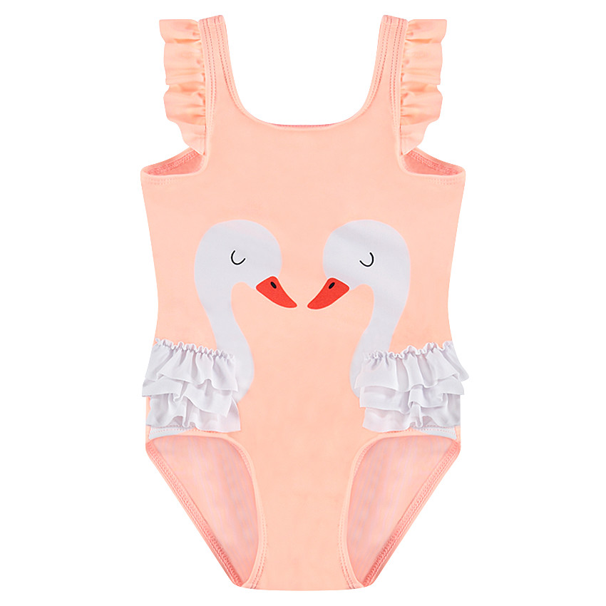 Ολόσωμο μαγιό με κύκνους και βολάν 