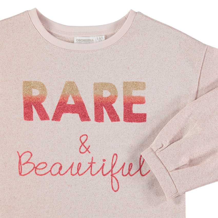 Φούτερ από φανέλα μελανζέ με μεταλλιζέ ίνες και φράσεις με παγιέτες 