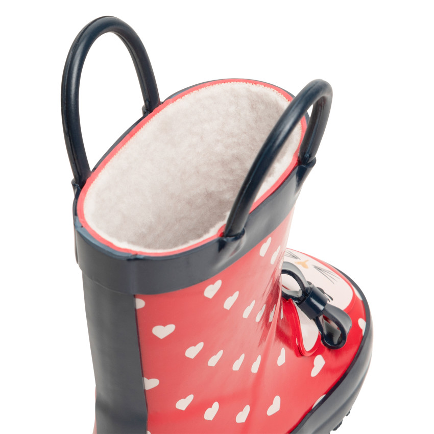 Bottes de pluie pour fille à coeurs imprimés et print lapin  