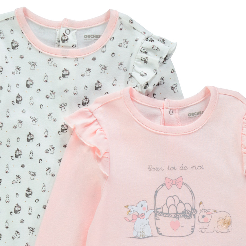 Σετ από 2 φορμάκια με οργανικό βαμβάκι με σχέδιο λαγουδάκια 