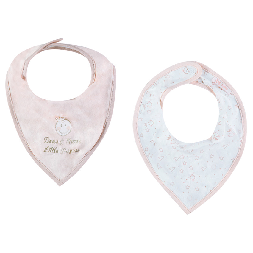 Σετ με 2 σαλιάρες Smiley Girl σε σχήμα μπαντάνας  