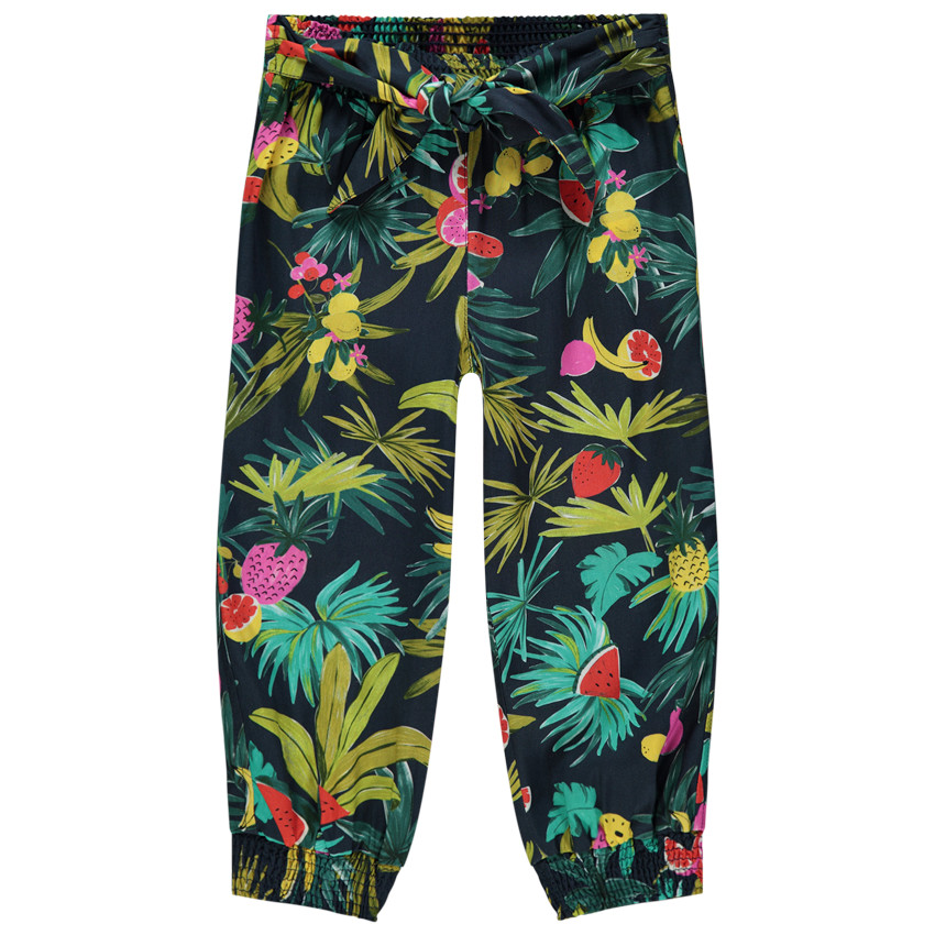 Παντελόνι 3/4 με σχέδιο tropical σε όλη την επιφάνεια 