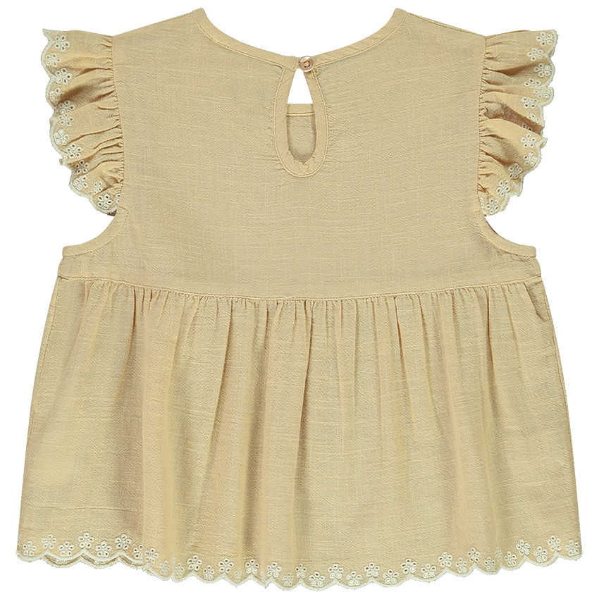 Top manches courtes volantées détails brodés pour fille 