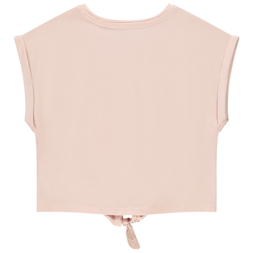 T-shirt κοντομάνικο σε σχήμα κουτιού με φιόγκο για κορίτσι 