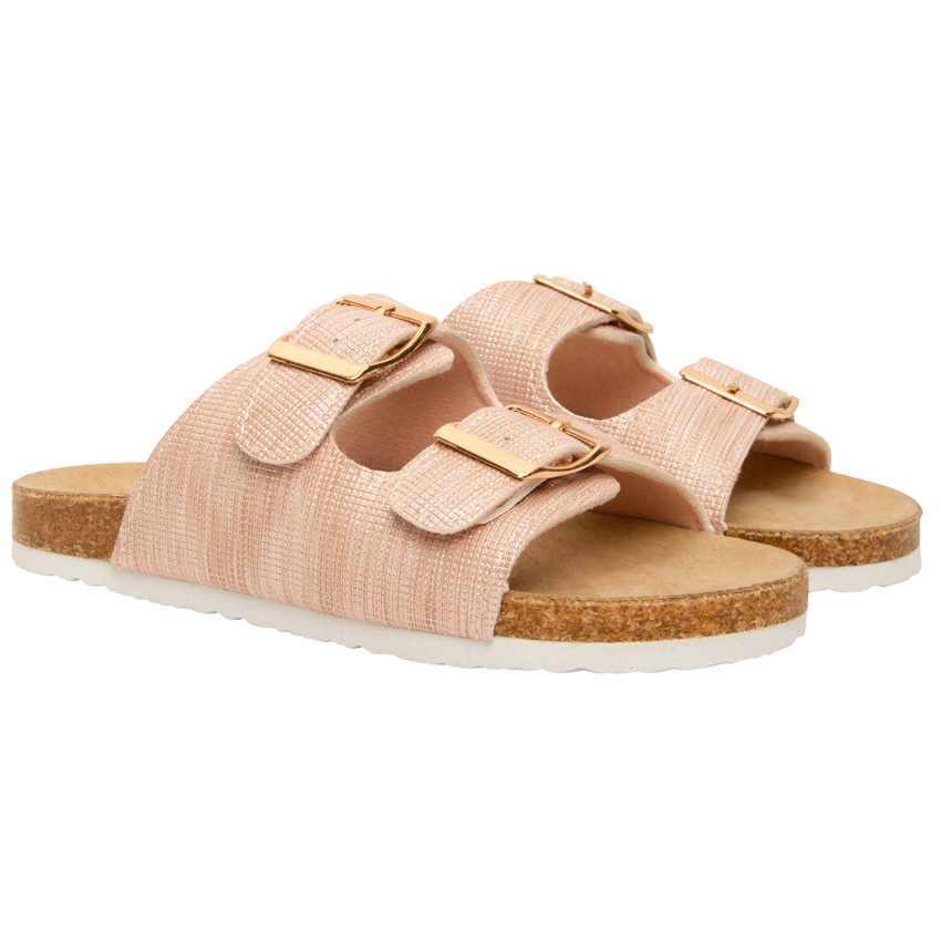 Σανδάλια ροζ με διπλές αγκράφες για κορίτσι 