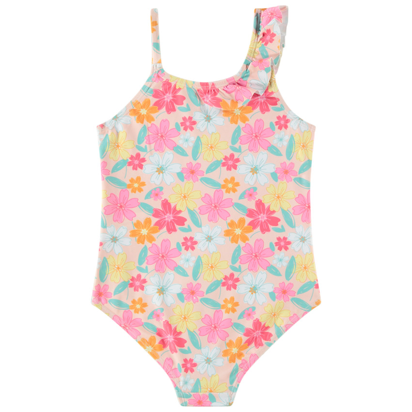 Maillot de bain 1 pièce imprimée fleurs pour fille 