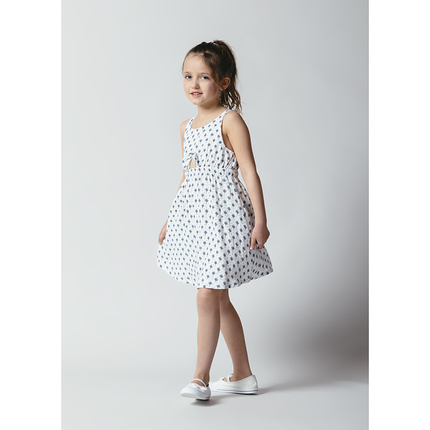 Φόρεμα εμπριμέ με τιράντες - Εκρού 