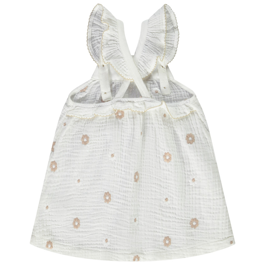 Τουνίκ χωρίς μανίκια από διπλή γάζα με κεντήματα λουλουδιών για μωρό κορίτσι 
