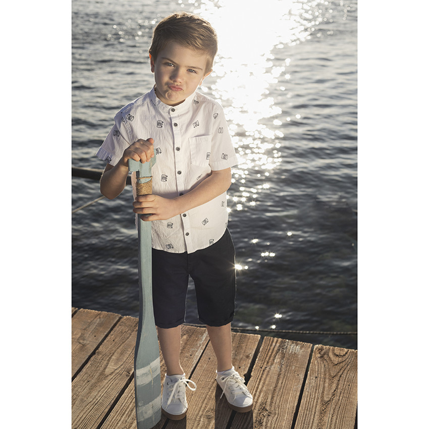 Πουκάμισο κοντομάνικο γιακάς mao για αγόρι 