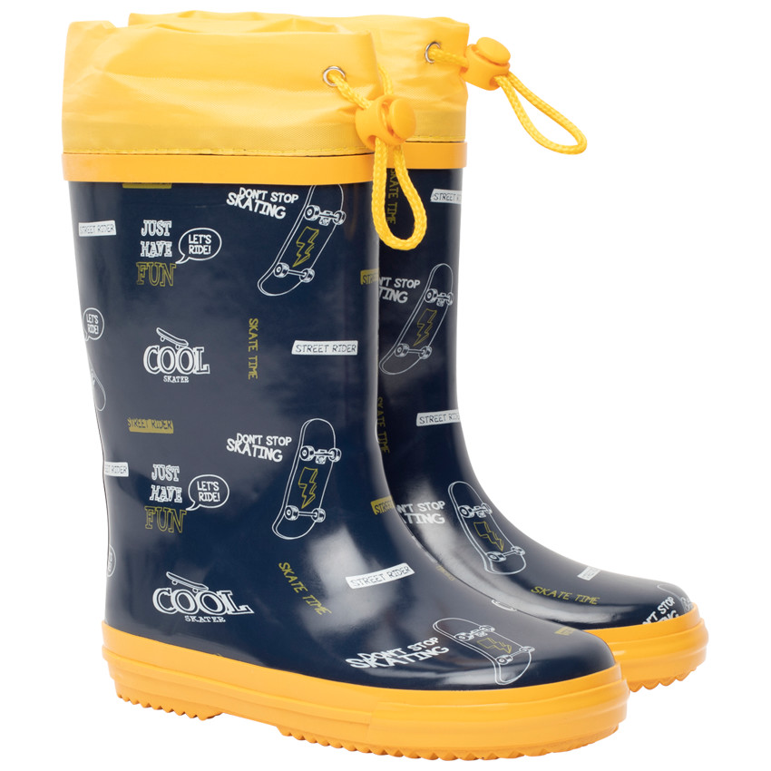Bottes de pluie imprimé skate avec col imperméable pour garçon 