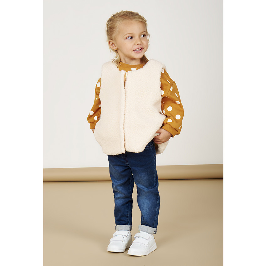 Μπουφάν bi-matière βαμβακερό και  sherpa για bebe κορίτσι 