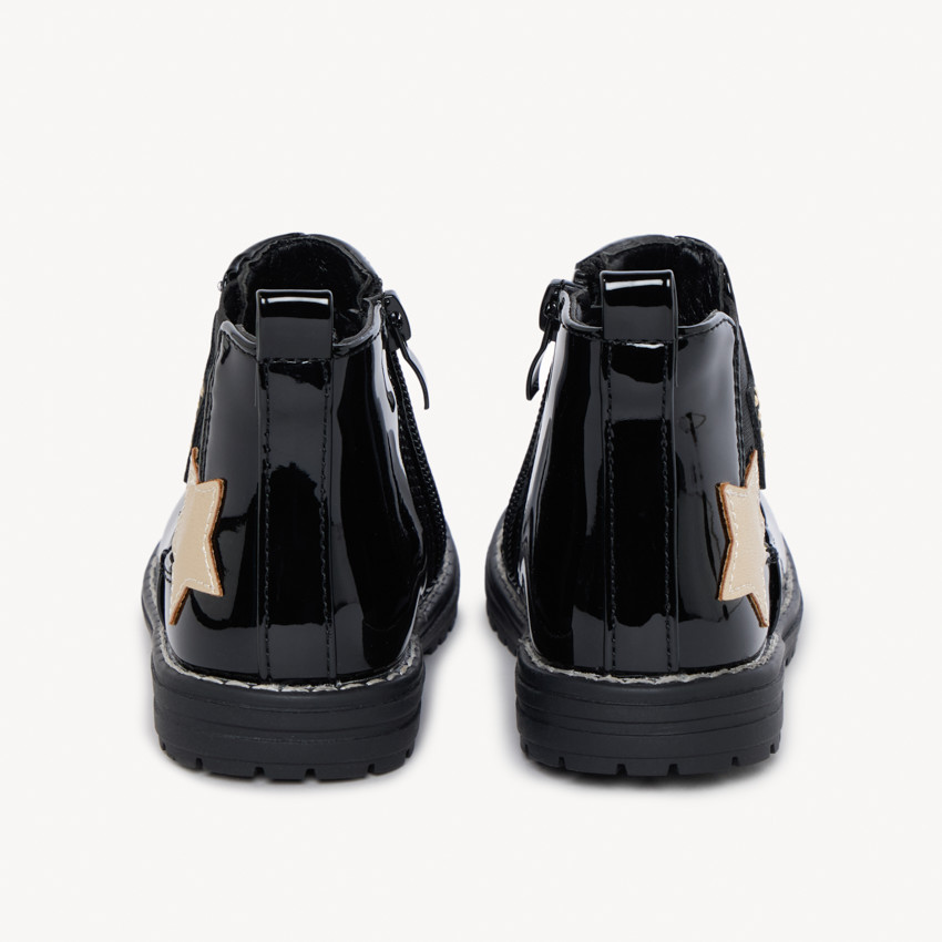 Βρεφικά λουστρίνι μποτάκια με φερμουάρ και αστέρια για κορίτσι 