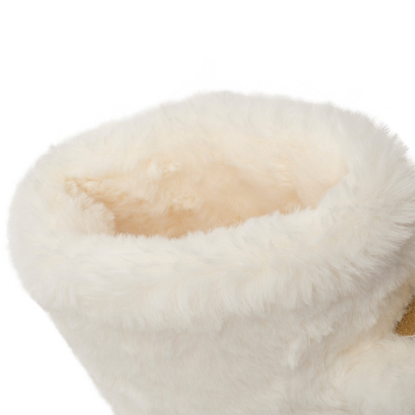 Μπαλαρίνες 1/2 μπότες από ψεύτικη γούνα με ανάγλυφα αυτιά και κεντημένα σχέδια για κορίτσι 