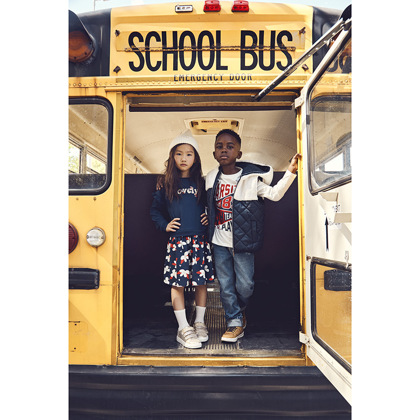 Robe bi-matière effet 2 en 1 imprimé floral pour fille 