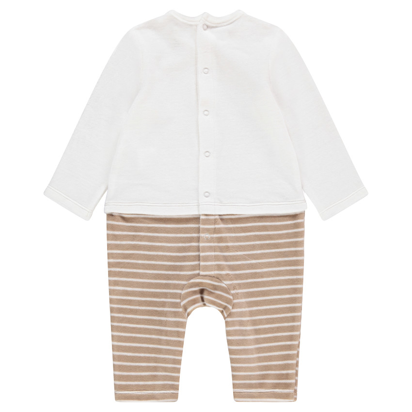 Ολόσωμο βελουτέ φορμάκι με όψη 2 σε 1 και στάμπα αρκουδάκι 