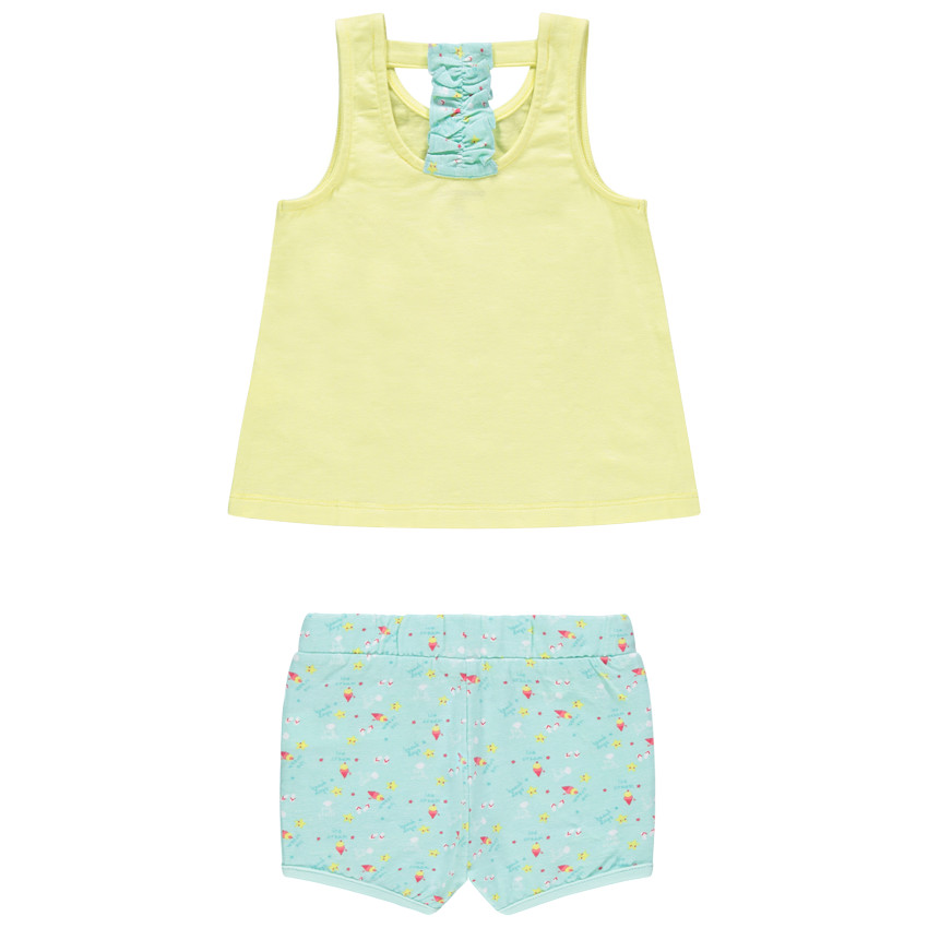 Σετ από οργανικό βαμβάκι με αμάνικο μπλουζάκι με μήνυμα και σόρτς με σχέδιο 