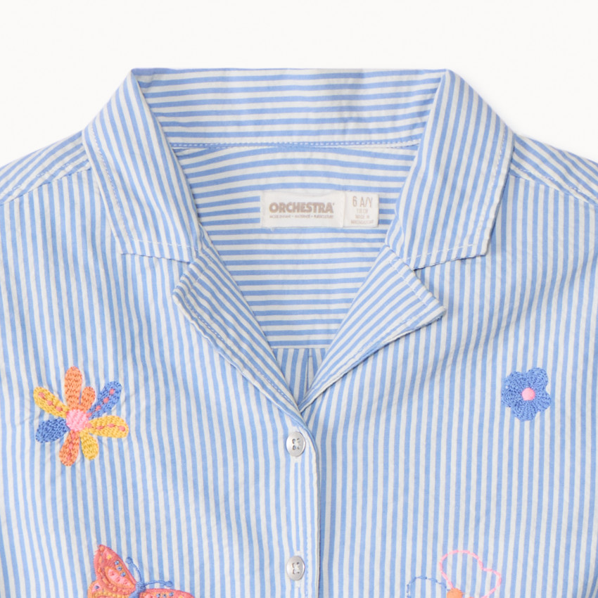 Chemise manches courtes rayée effet noué pour fille 