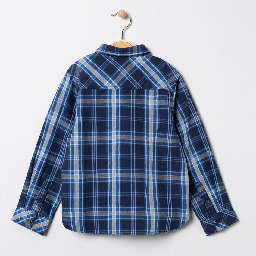 Chemise manches longues à carreaux bleus et poche  Additional Chemise manches longues à carreaux bleus et poche