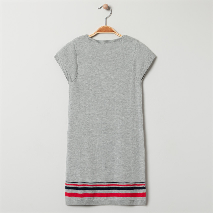 Φόρεμα πλεκτό κοντομάνικο με παγιέτες για κορίτσι 